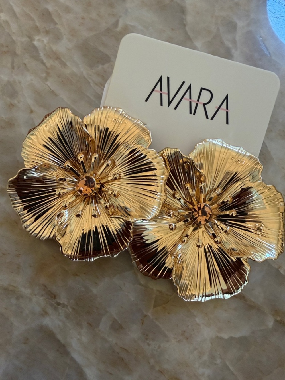 Avara Andrea Gold Flower Stud Earrings